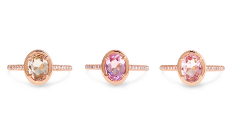 New Sapphire Engagement Rings in shades of pink