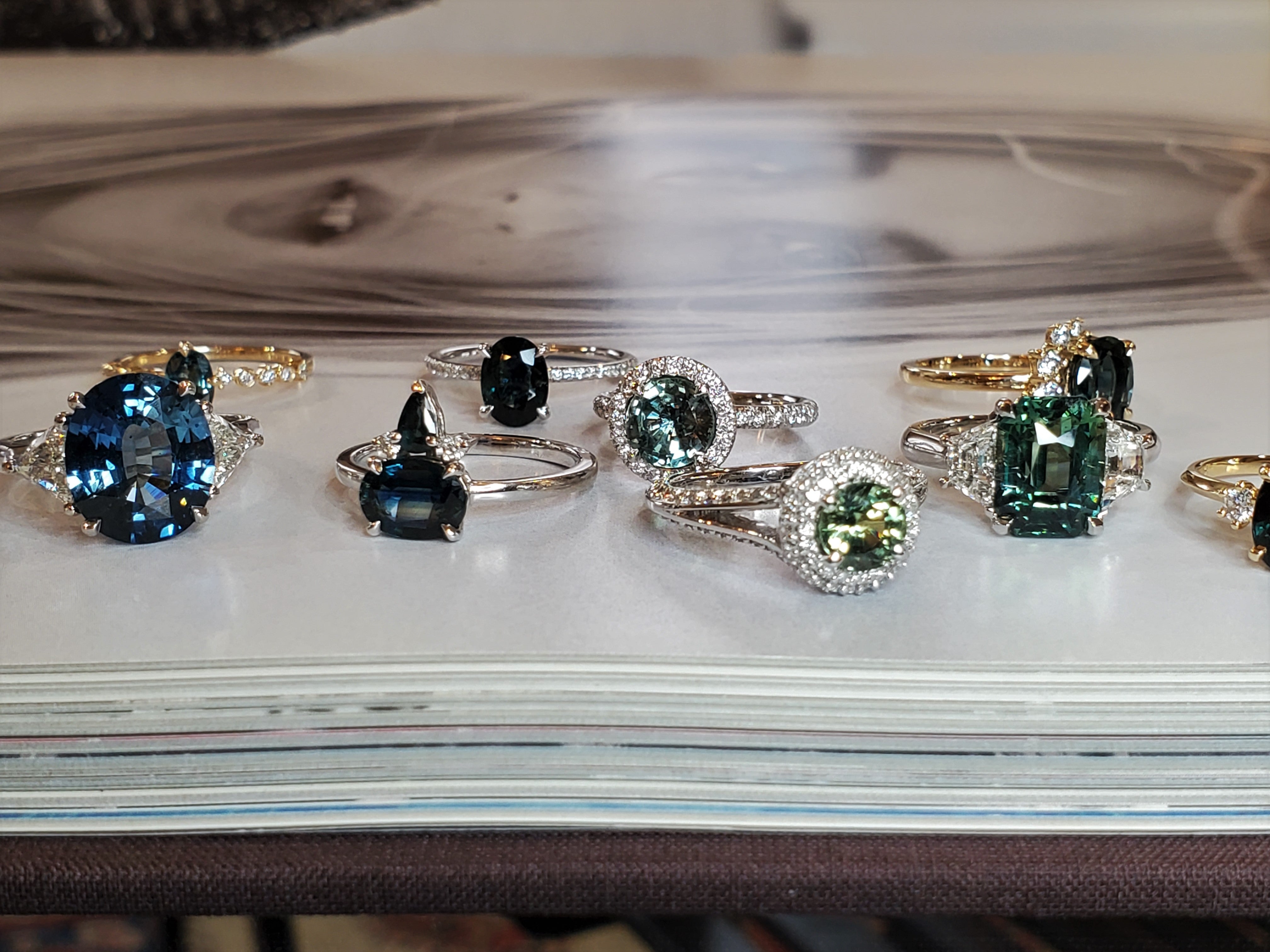 Teal and Green Sapphires - Dana Walden Bridal