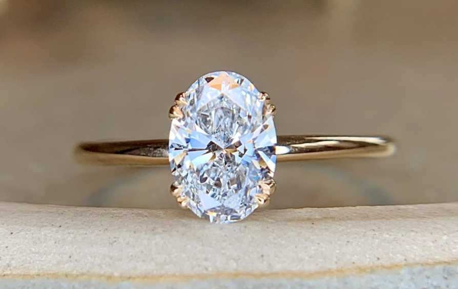 Oval Diamond Solitaire Engagement Ring - Lab Diamond