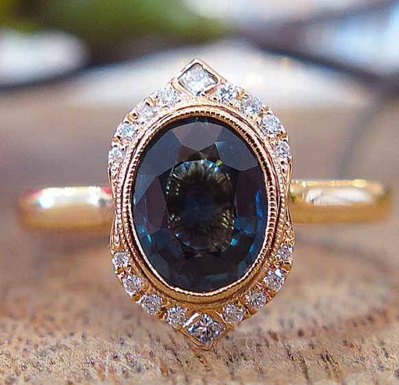 Teal Sapphire Engagement Ring by Dana Walden