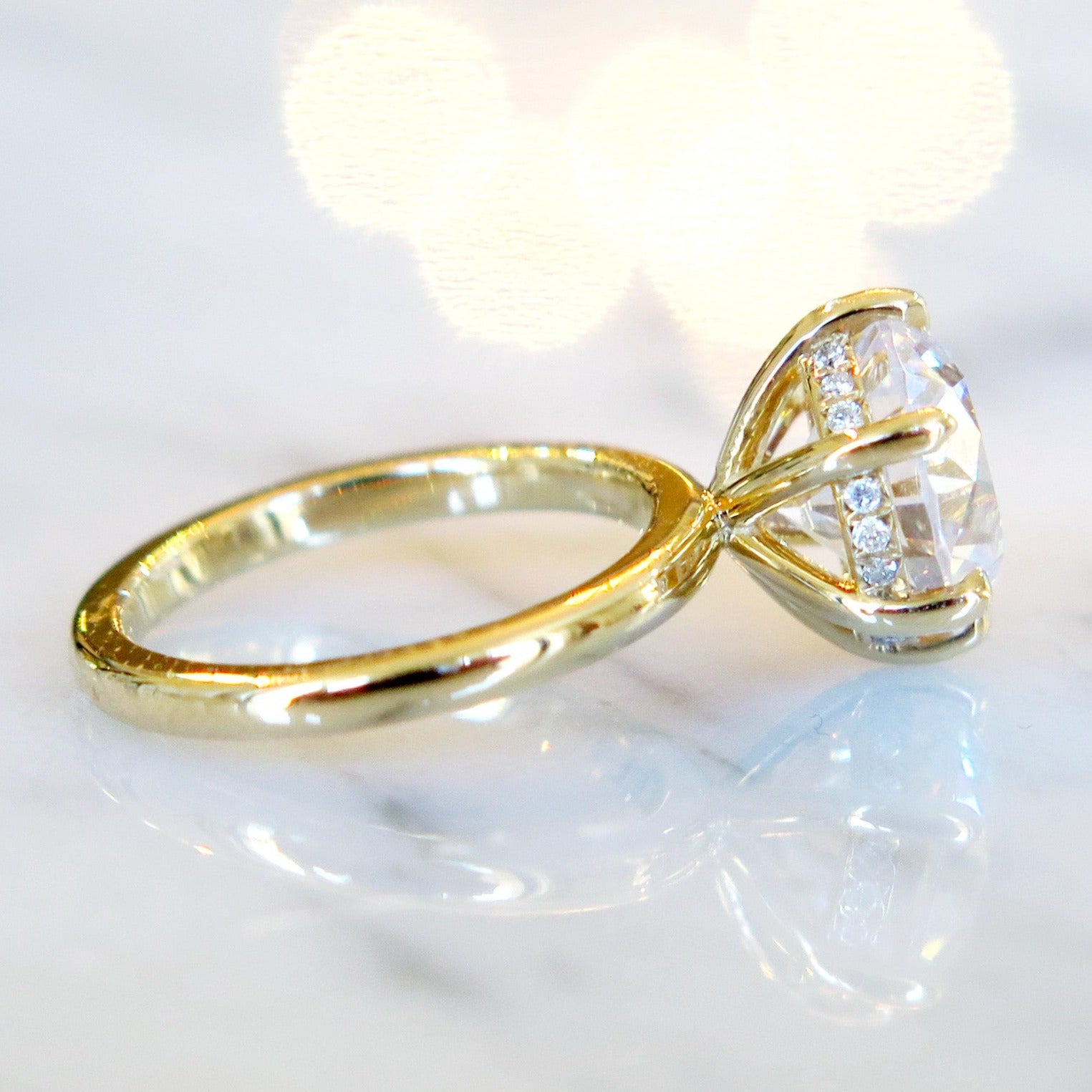 Diamond Solitaire Ring with 6 Prongs in Yellow Gold Dana Walden NYC