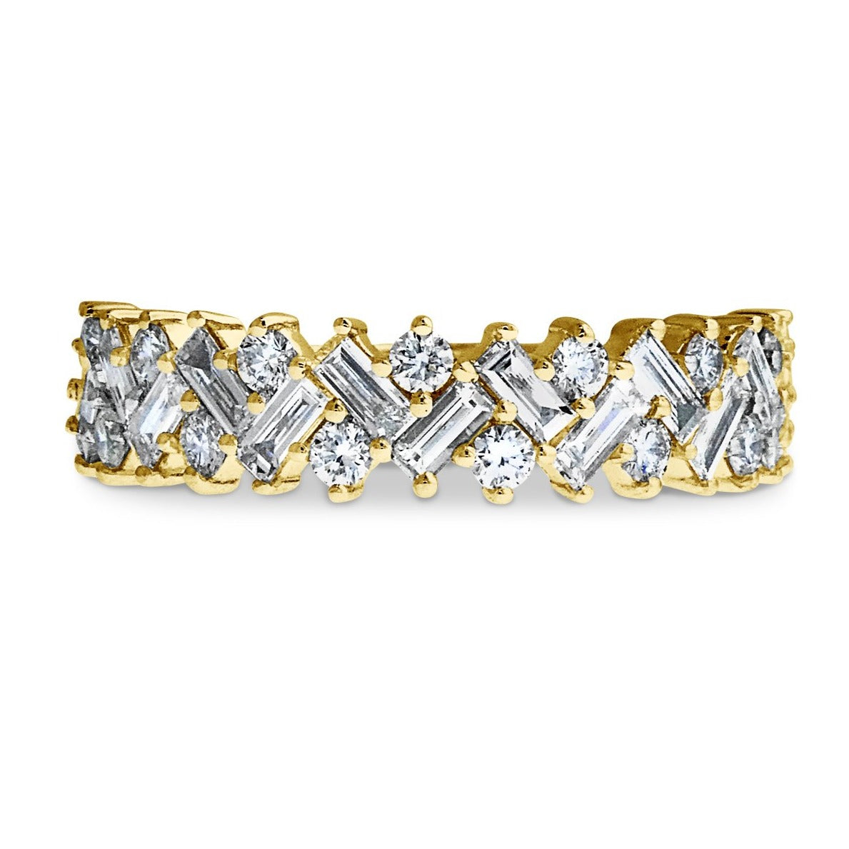 Lucca 0.90ctw Baguette & Round Diamond Wedding Band