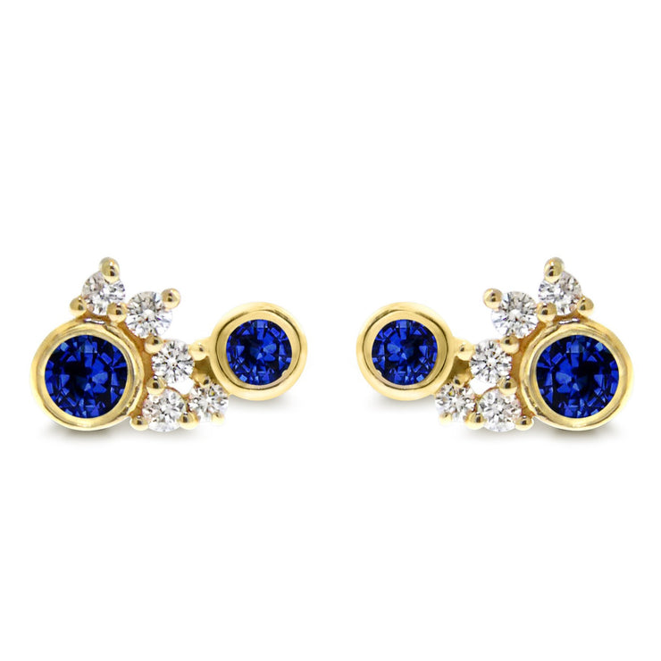 Everly Sapphire & Diamond Cluster Stud Earrings – Unique Engagement ...