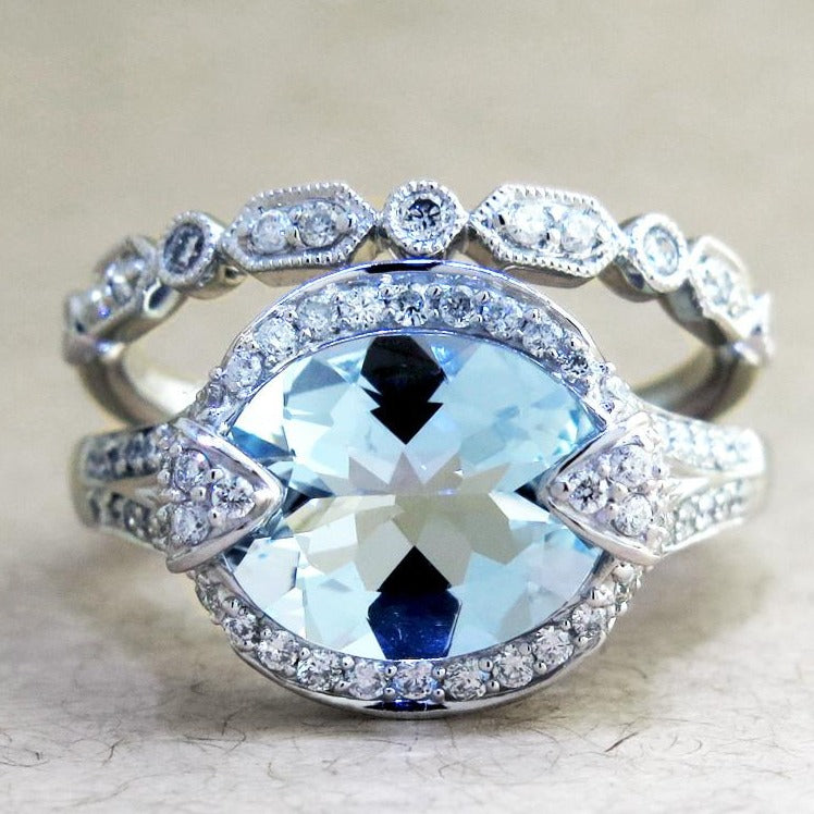 Petra Unique Aquamarine Engagement Ring – Unique Engagement Rings NYC ...