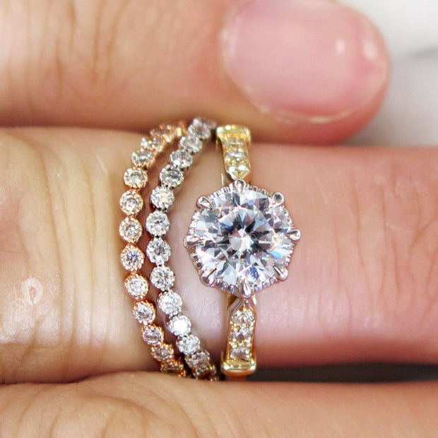 Zelda Vintage Inspired Diamond Engagement Ring in White Gold – Unique ...