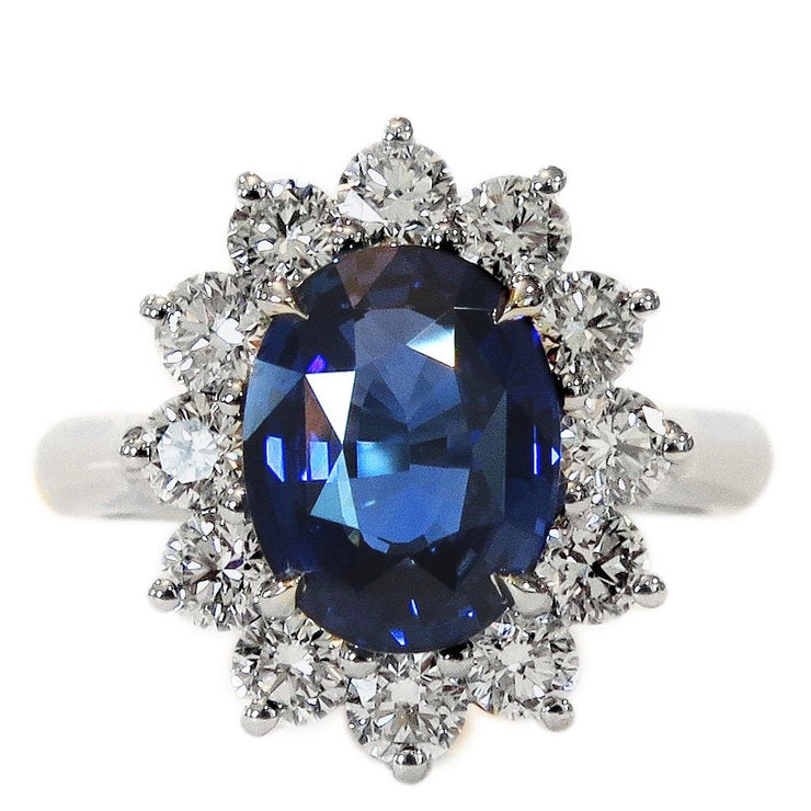 London 3 Carat Royal Blue Sapphire Halo Engagement Ring – Unique ...