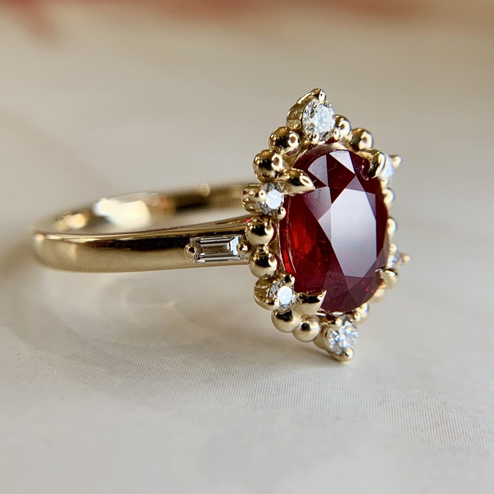 Oval Ruby Engagement Ring Set in Yellow Gold – Unique Engagement Rings ...