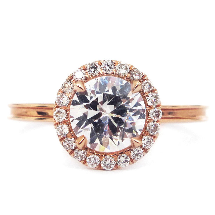 Giselle Perfect Diamond Halo in Rose Gold – Unique Engagement Rings NYC ...