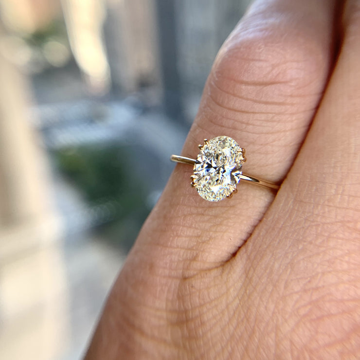 Jessa Thin Oval Diamond Solitaire in Yellow Gold – Unique Engagement Rings  NYC