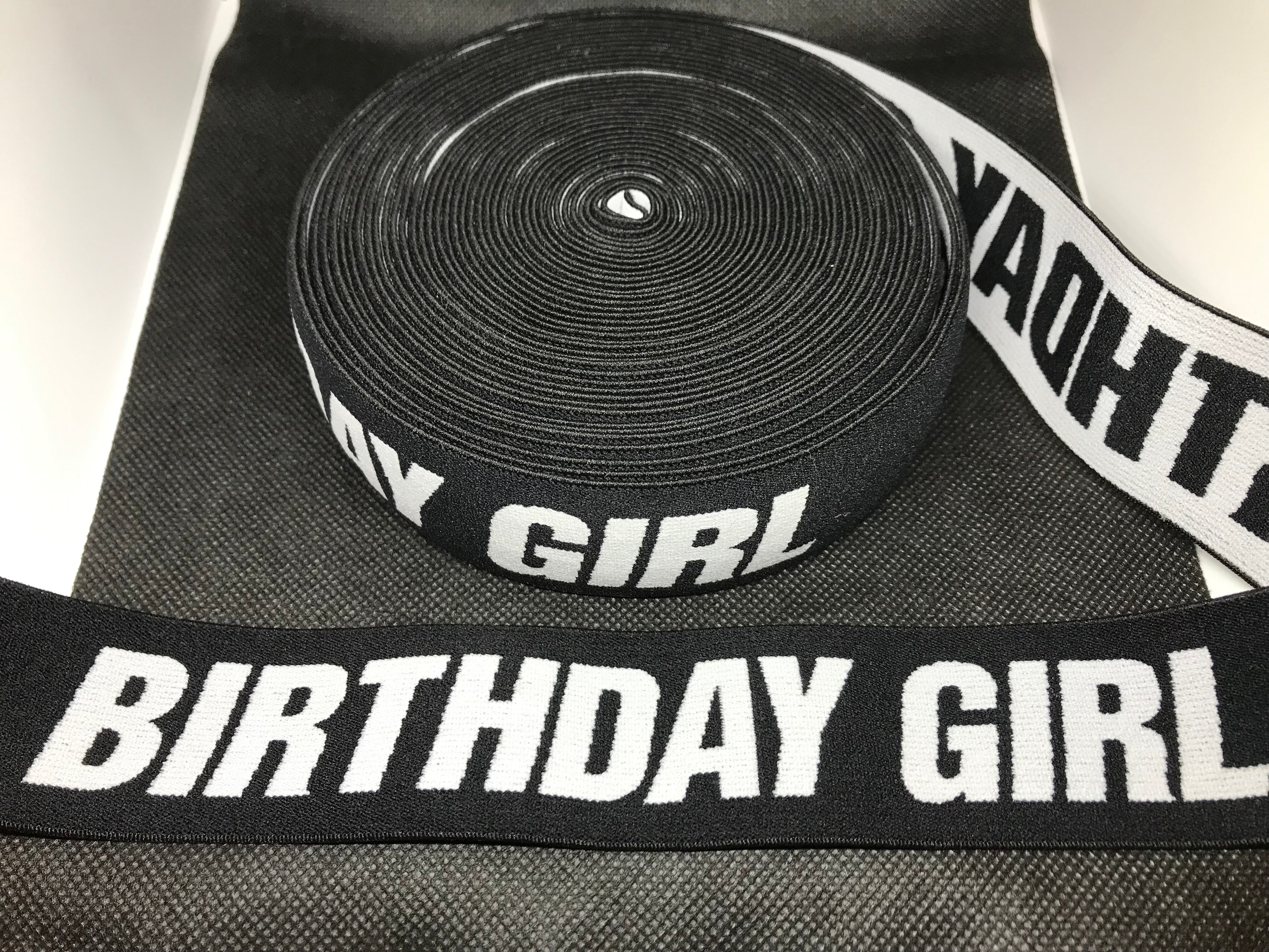 3 to 10 Yard Roll 4cm Birthday Girl Custom Designer Elastic Band Jacquard Bands Trim