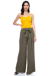 Belted Pleated Palazzo Pants