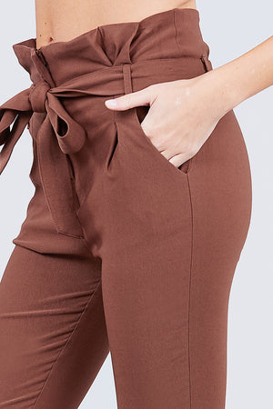 High Waisted Belted Pegged Stretch Pant