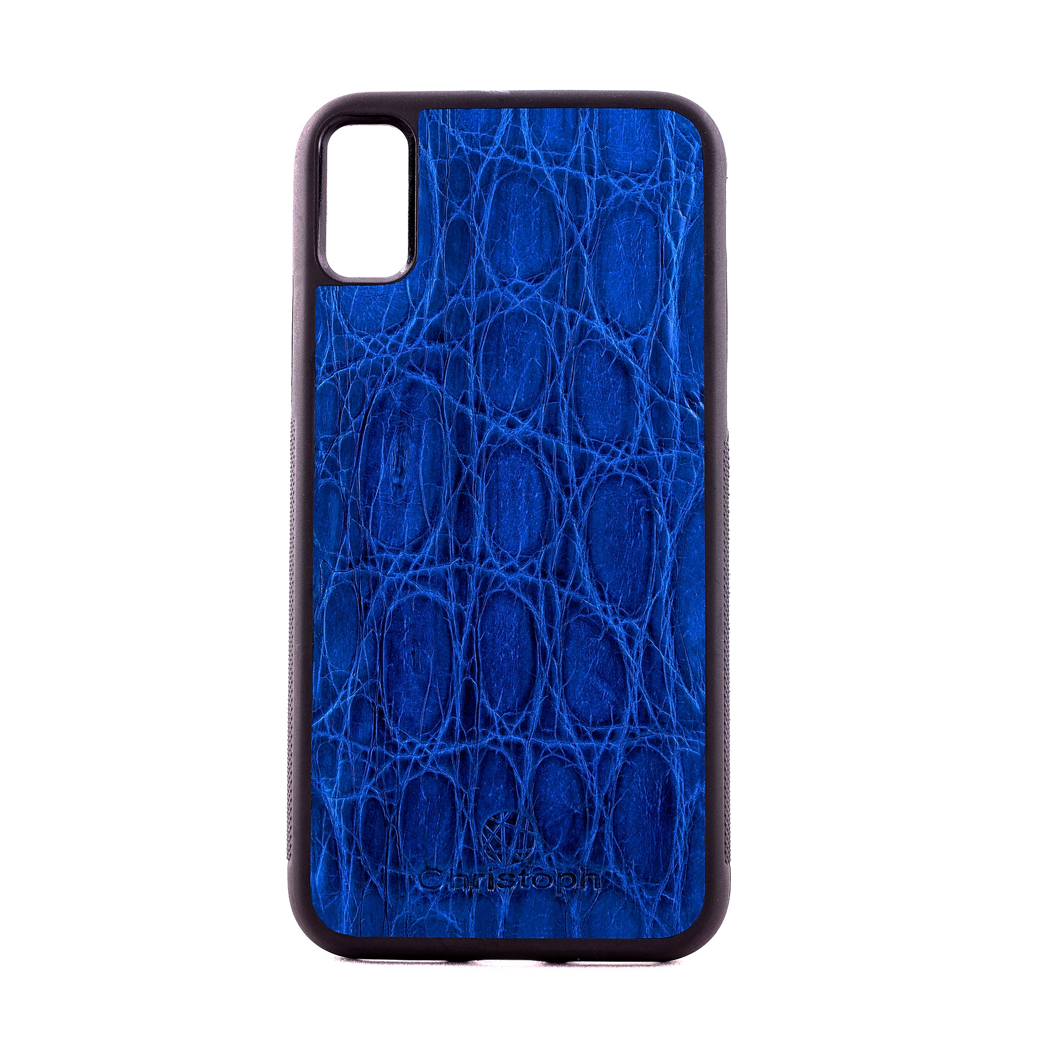 Luxury Blue Croc Leather Phone Case 