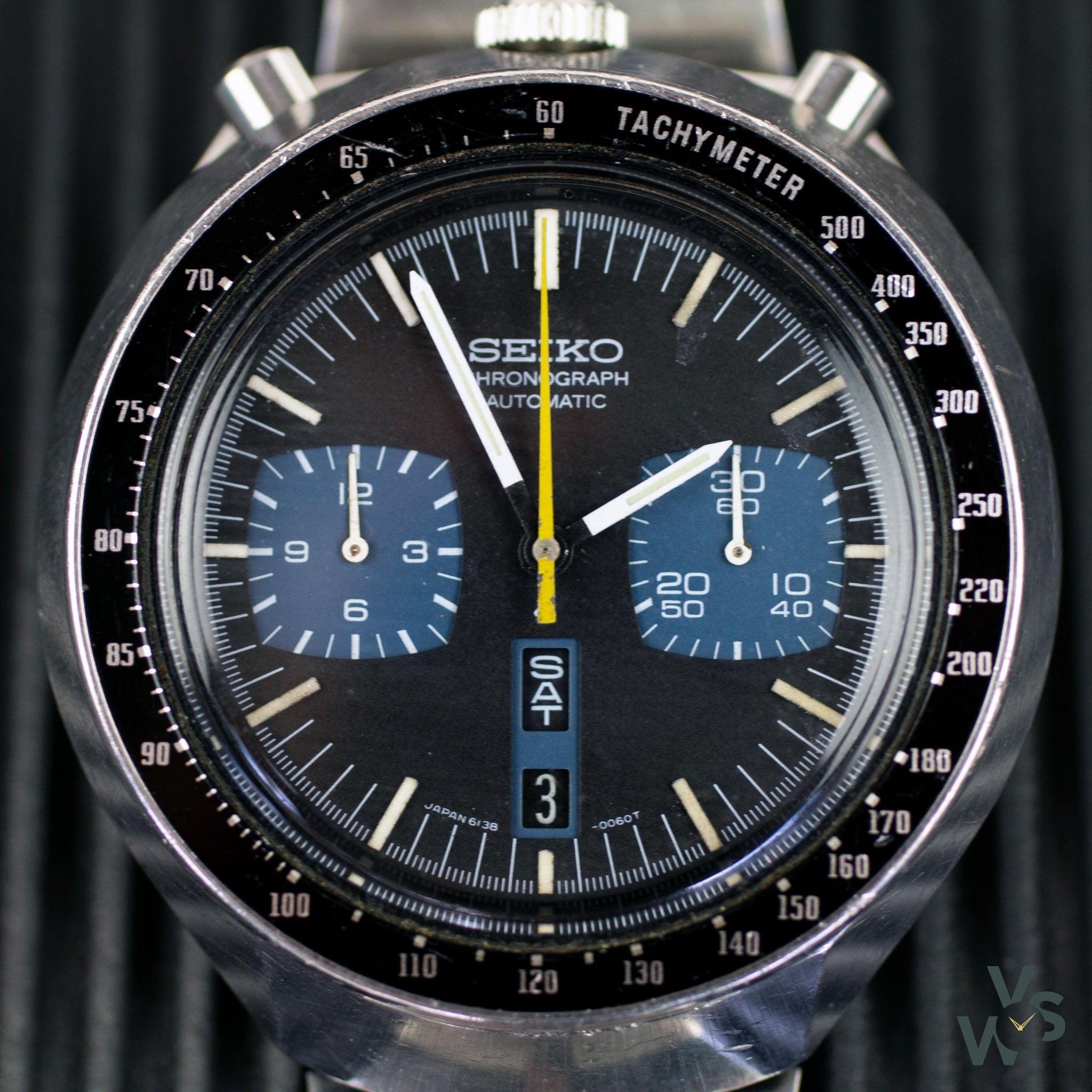1977 Seiko Chronograph Automatic 'Bullhead' reference 6138-0040 – Blue –  Vintage Watch Specialist