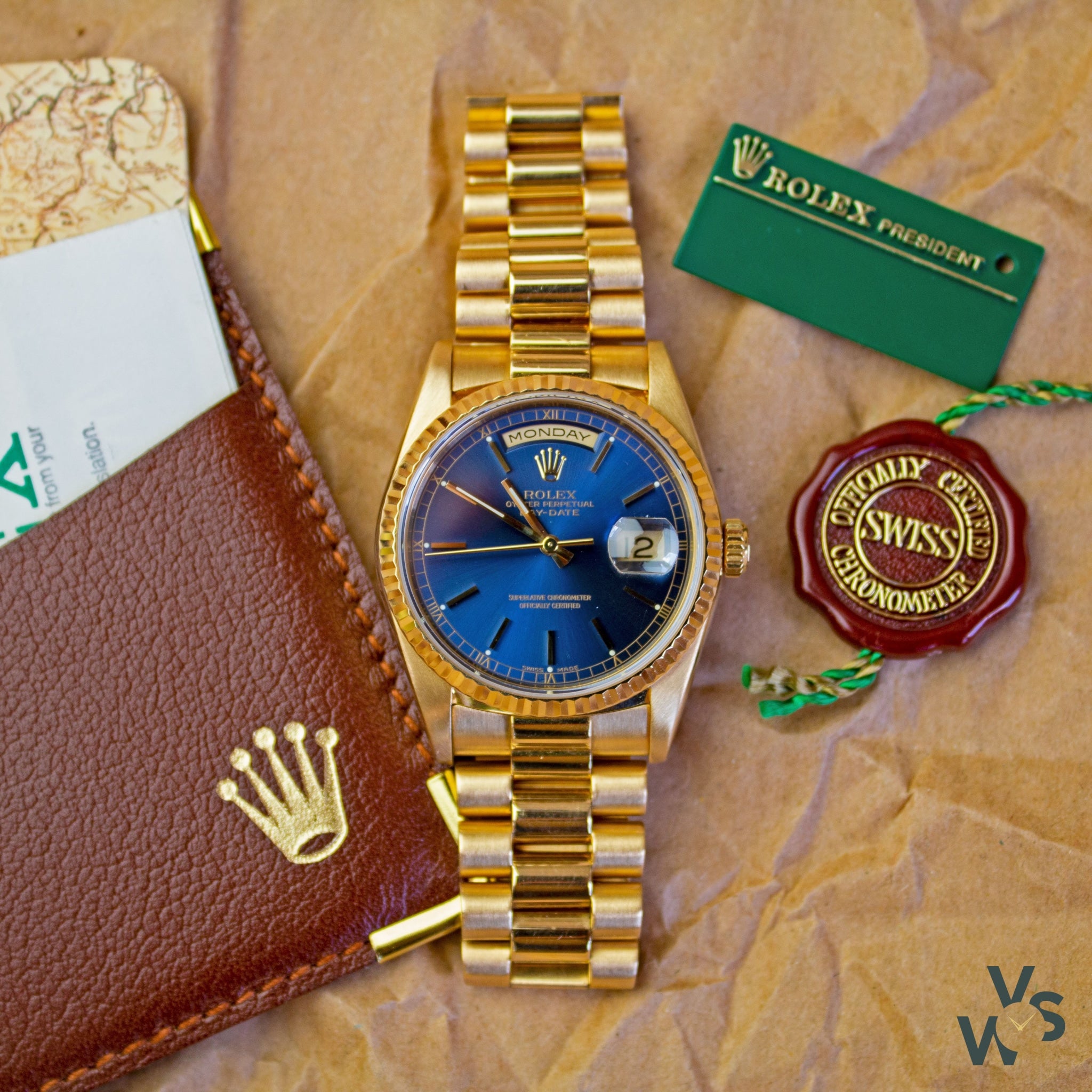 1990 18k yellow gold Rolex Day Date 
