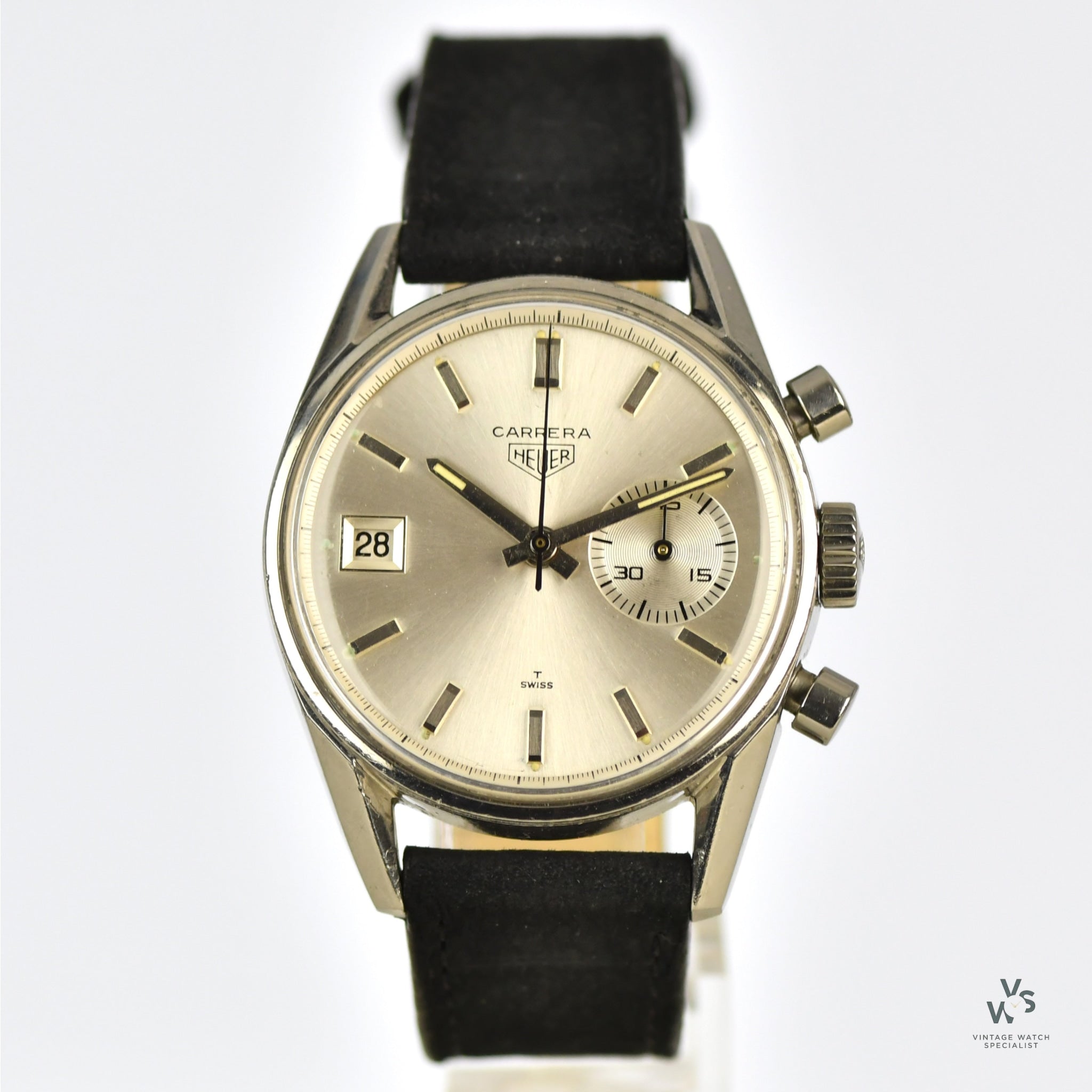 Heuer - Carrera Dato 45 Chronograph in Stainless Steel - Model 3147S - –  Vintage Watch Specialist