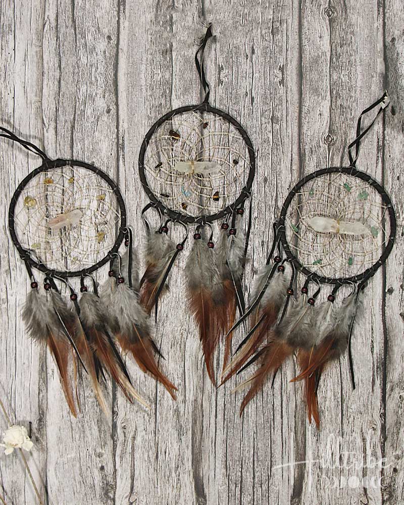 Brown & Turquoise Dream Catcher With Crystals 4