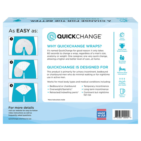 QuickChange Men’s Maximum Protection Incontinence Wrap (Similar to a Brief, Diaper, or Pad), One Size, 8 Count