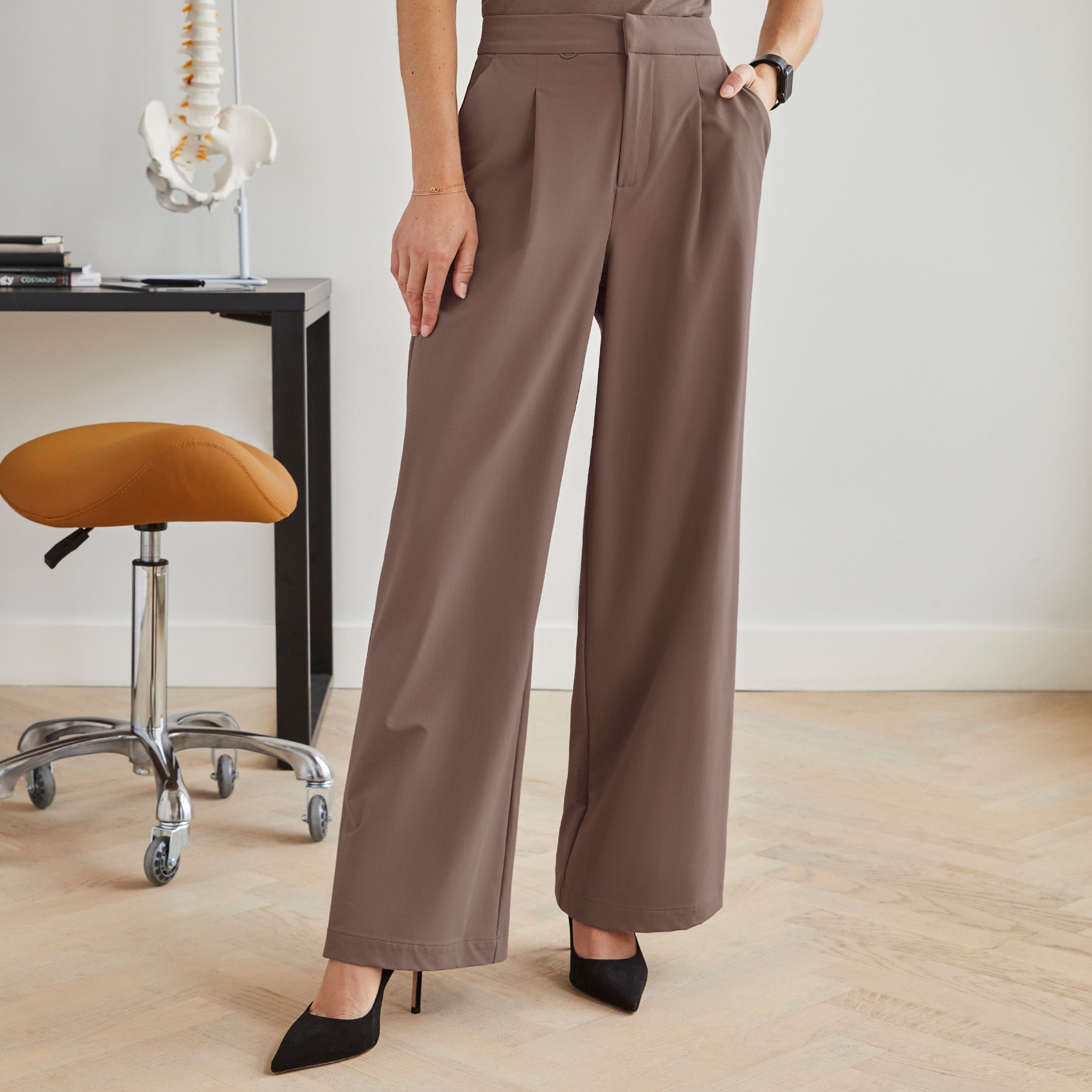 Pantalón de pierna ancha con cintura alta FIGSPRO™ para mujer - Bruma