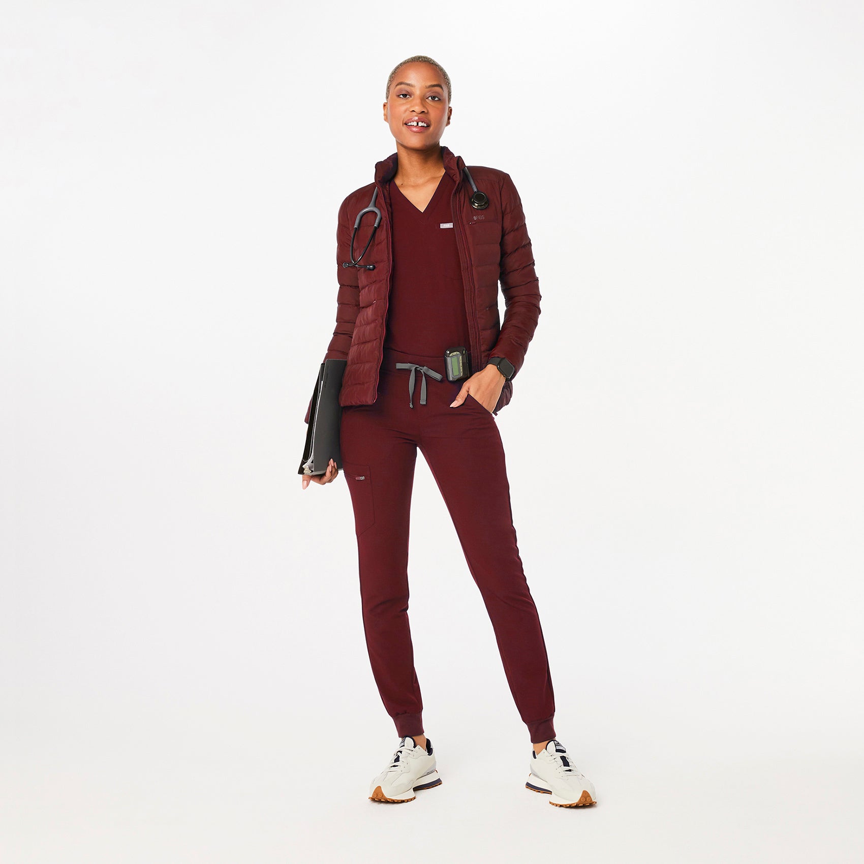 Women's On-Shift Packable Puffer Jacket™ - Bordeaux · FIGS