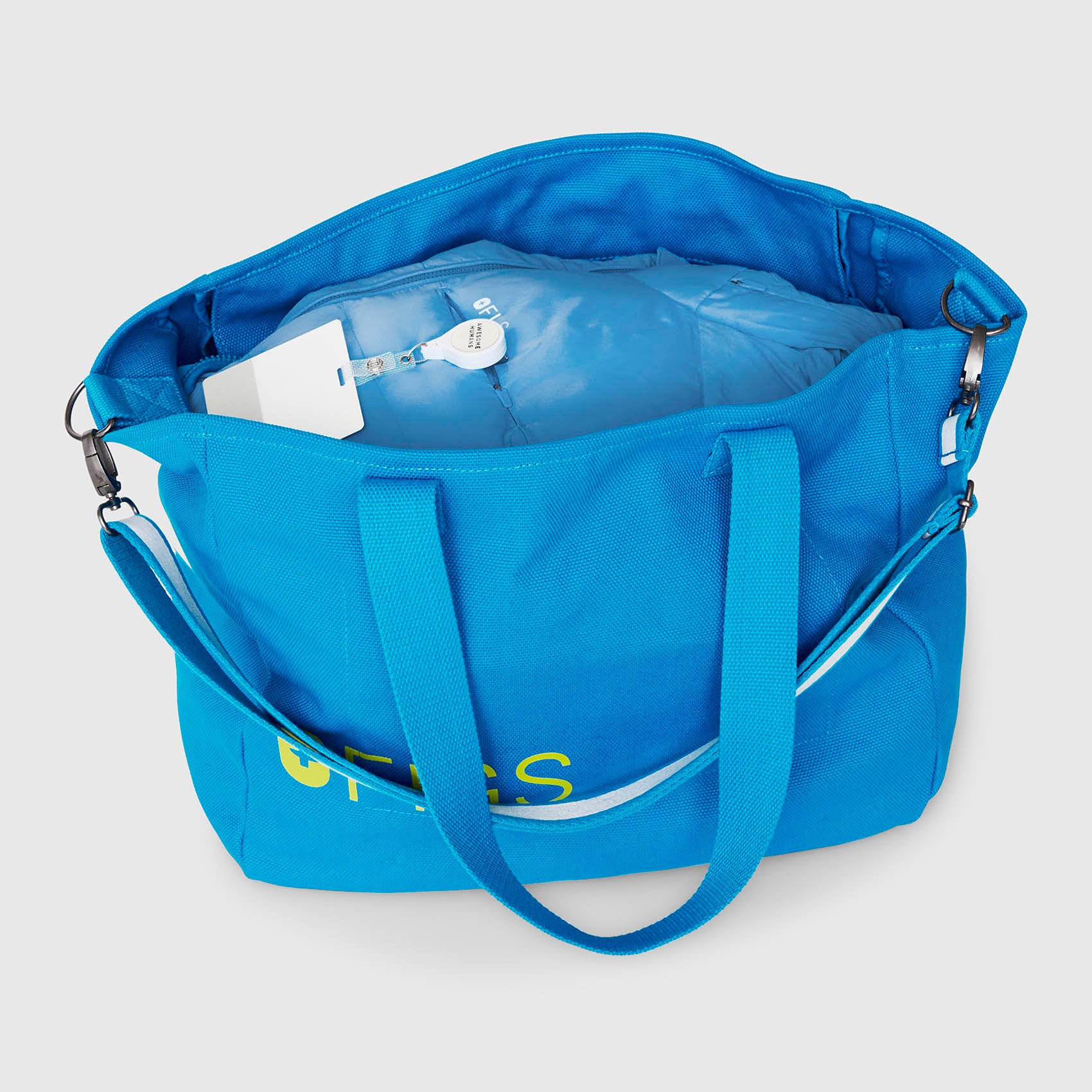 Laminated Zipper Tote Bag - Extreme Blue · FIGS