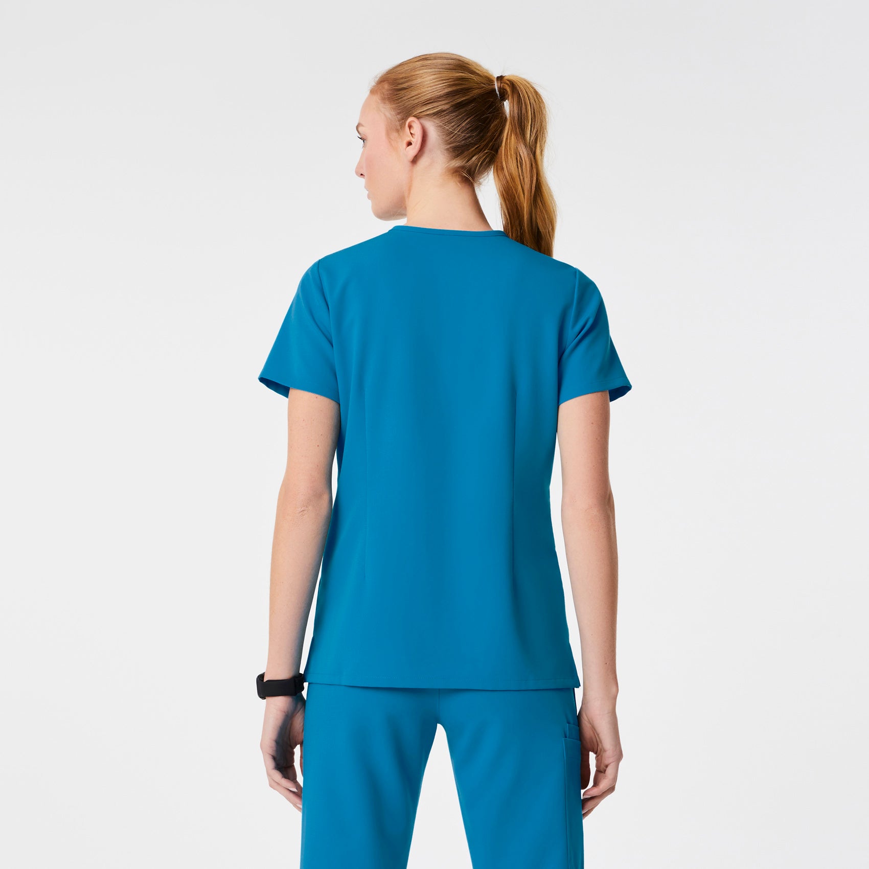 Unisex Nursing Scrubs Set Short Sleeve Top And Blue Pant Matching