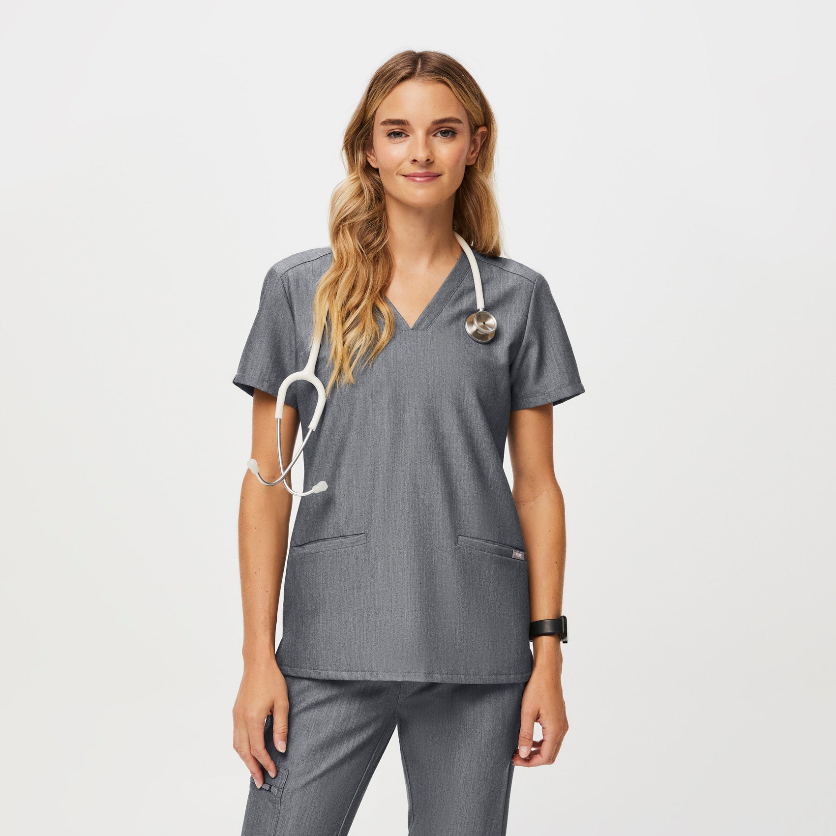 Women's Casma Three-Pocket Scrub Top™ - Graphite · FIGS