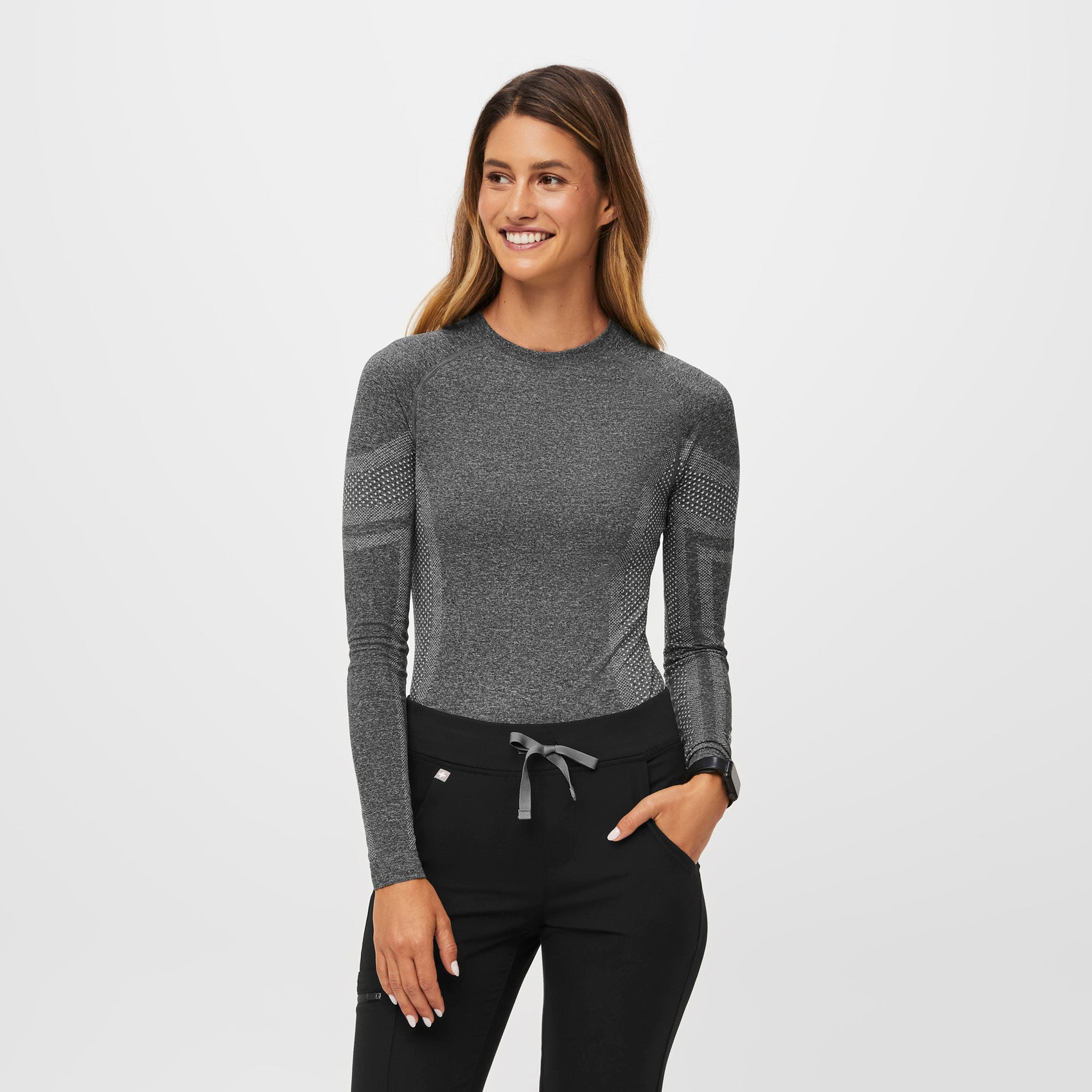 Women's Salta Seamless Longsleeve Underscrub - Graphite · FIGS