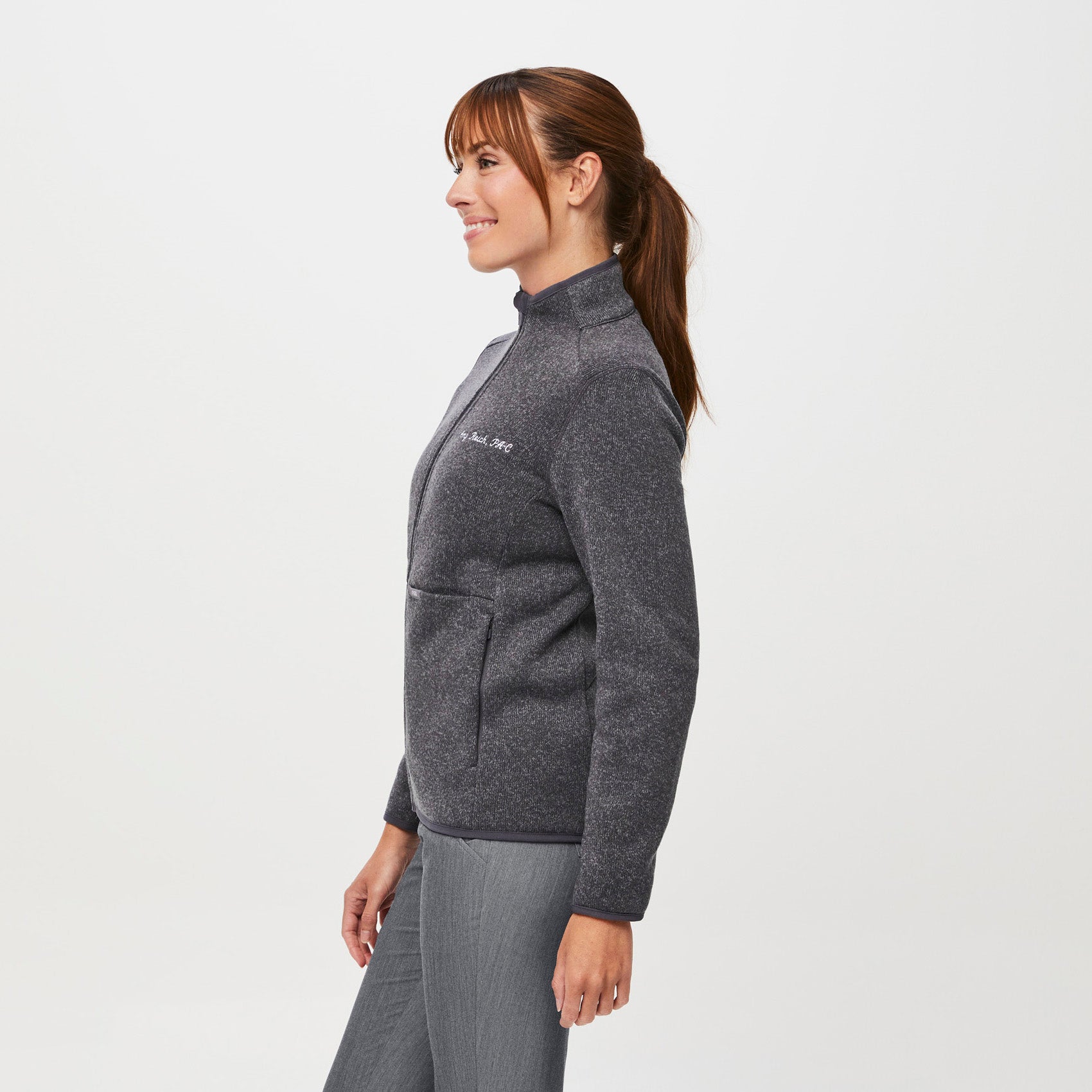 Women's On-Shift Sweater Knit Jacket™ - Heather Dark Charcoal · FIGS