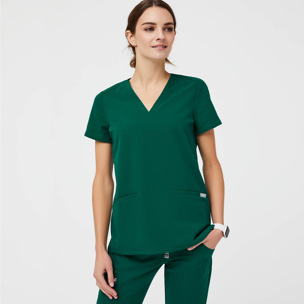 women's Hunter Green Casma™ - Three-Pocket Scrub Top - XXS / Hunter ...