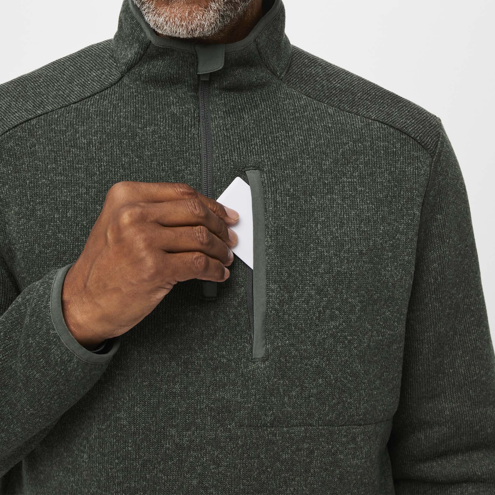 Men's On-Shift™ ¼ Zip Sweater Knit - Heather Moss · FIGS