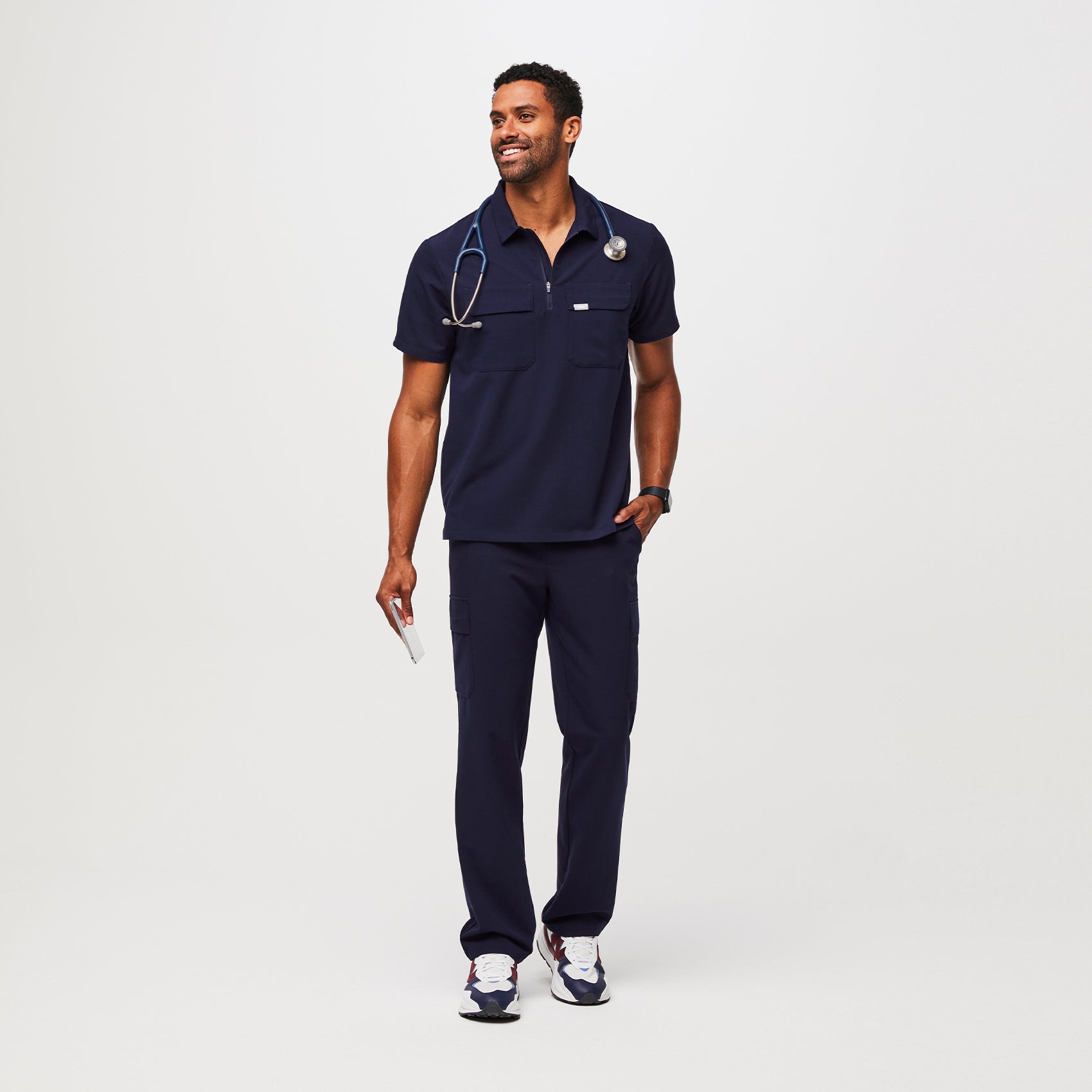 Men's Lima Shortsleeve ScrubPolo™ - Black · FIGS