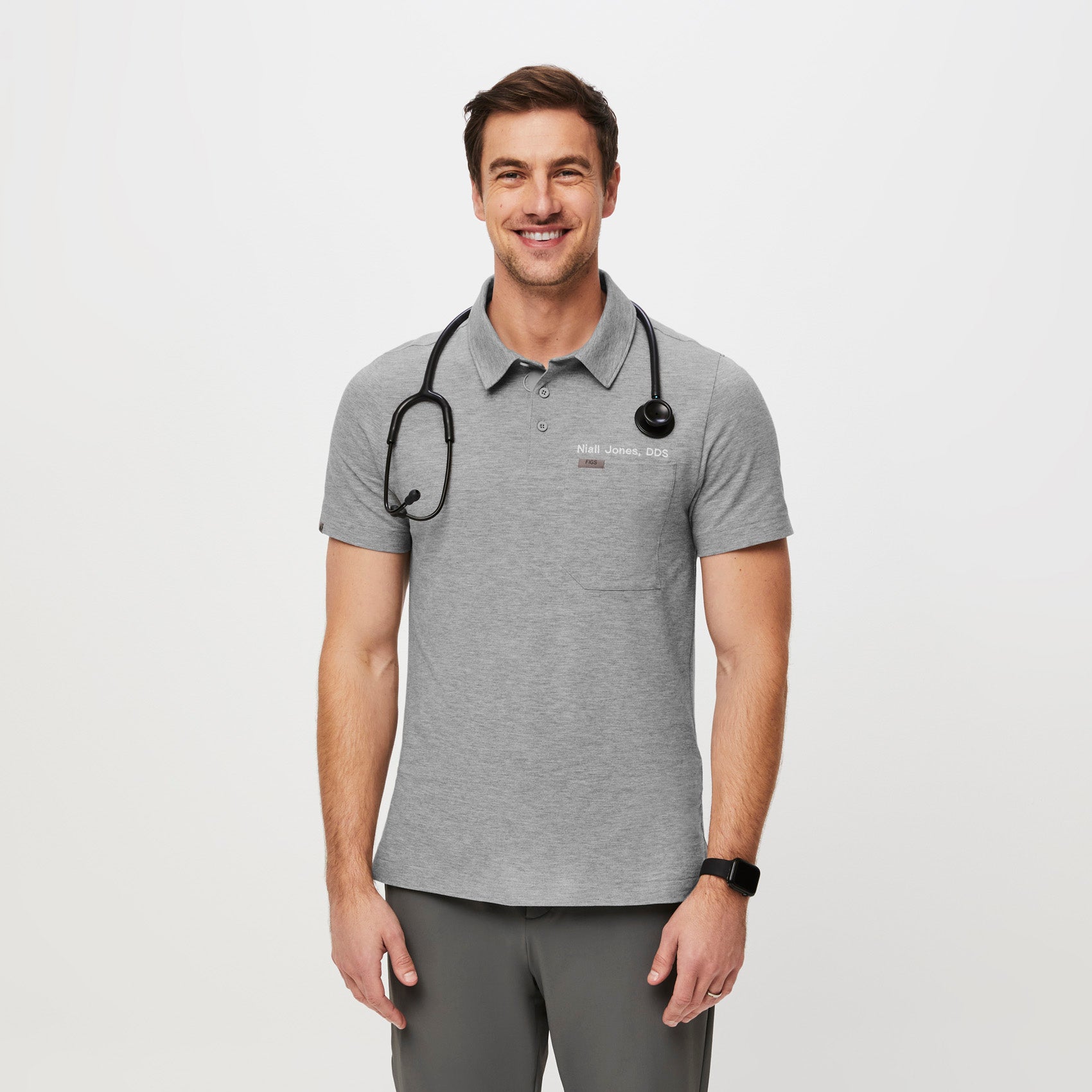 Men's FIGSPRO Pique Shortsleeve Polo™ - Heather Grey