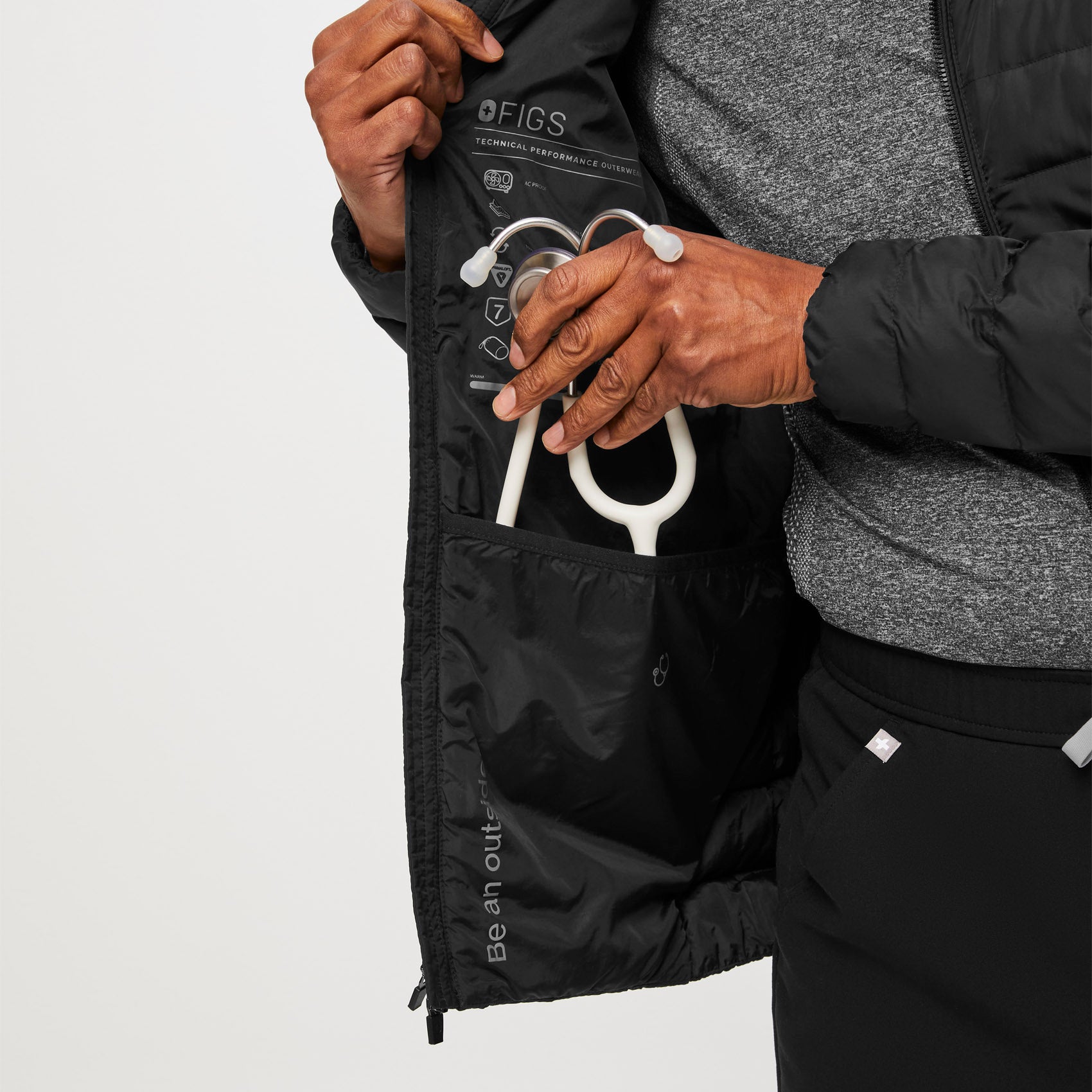 Men's On-Shift Packable Puffer Jacket™ - Black · FIGS