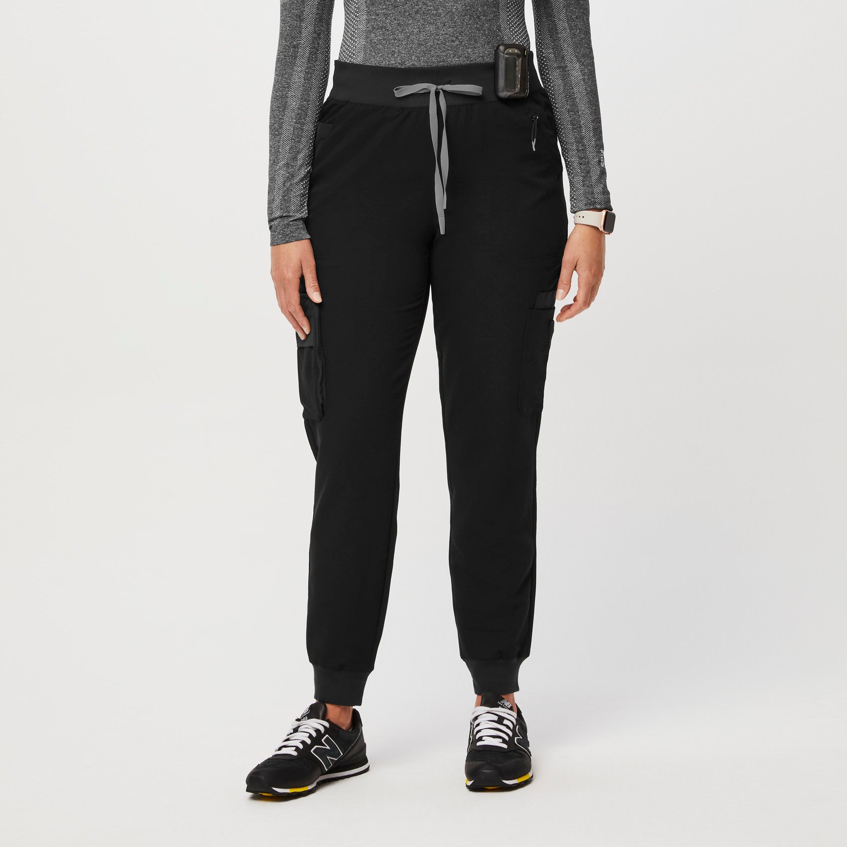 Wongn Dark Gray Sports Pants Pocket Black Jogging Sweatpants Women