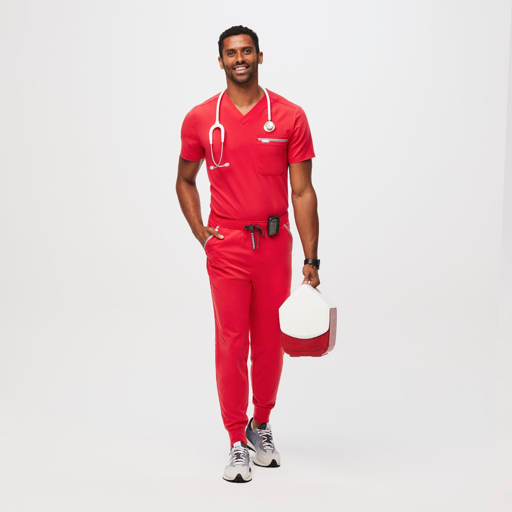 Men's Hi-Vis Tansen™ Jogger Scrub Pants - Neon Red/Hi-Vis · FIGS