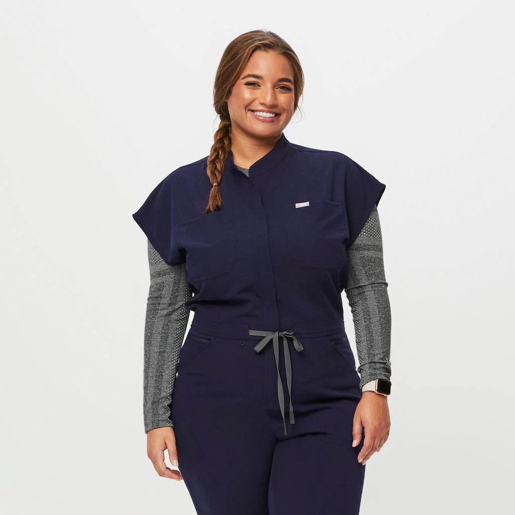 women's Navy Rafaela - Cargo ScrubJumpsuit™ - XS / Navy - FIGS ...