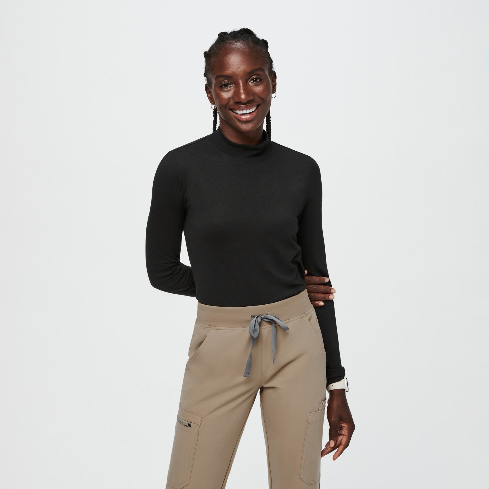 Women's Long Sleeve Mock Turtleneck T-Shirt - A New Day™ Black XS