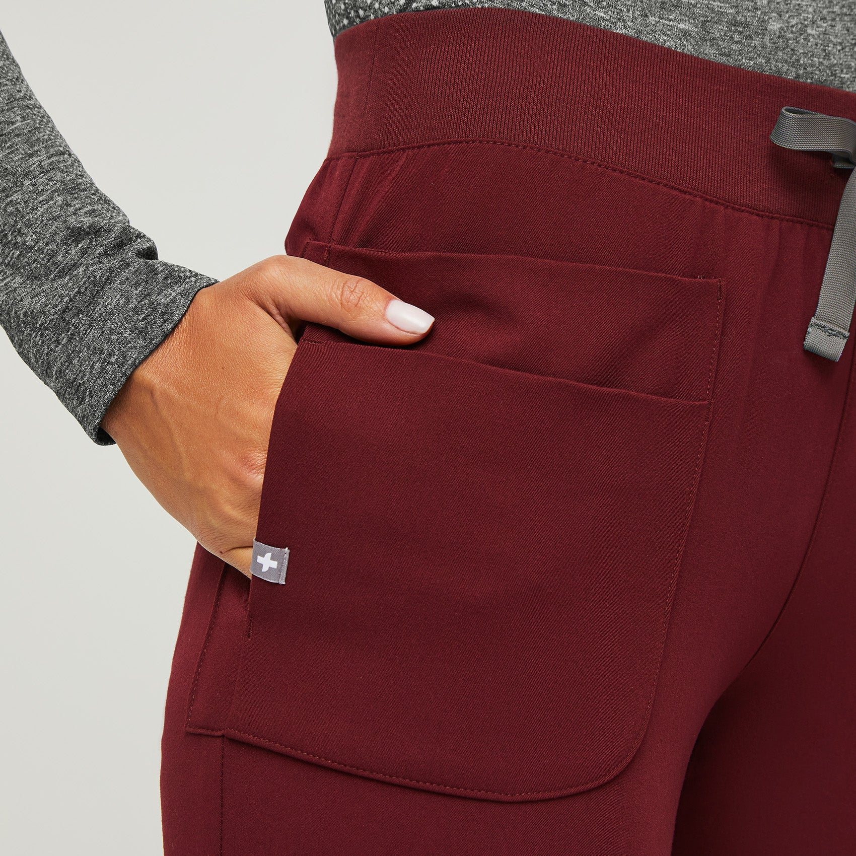 Silex Slim Scrub Jogger in Burgundy - Women's Pants by Jaanuu