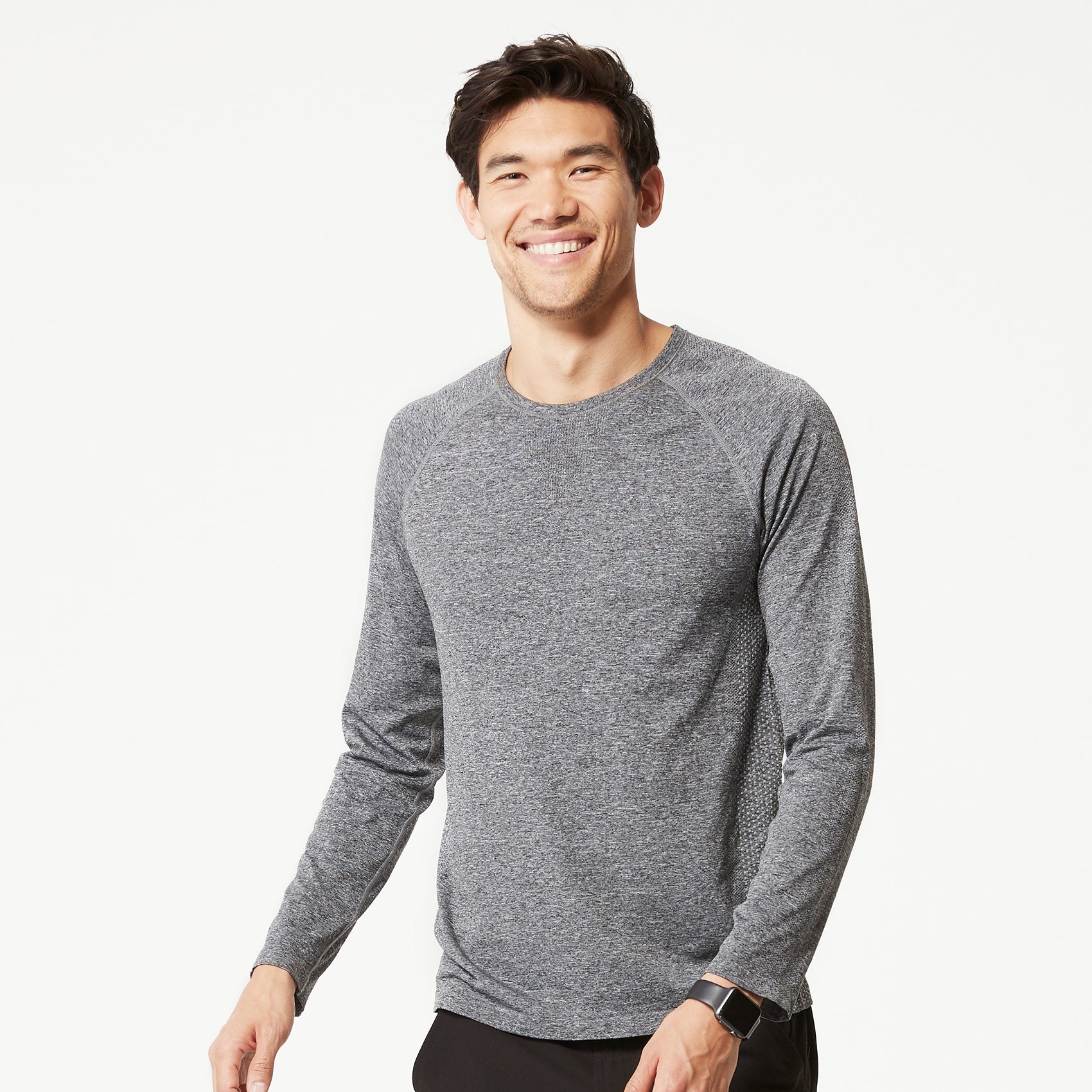 Men's Makato Seamless Longsleeve Underscrub - Black · FIGS