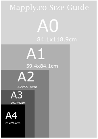 A0 Print/Poster Size Guide - In CM, MM and IN 