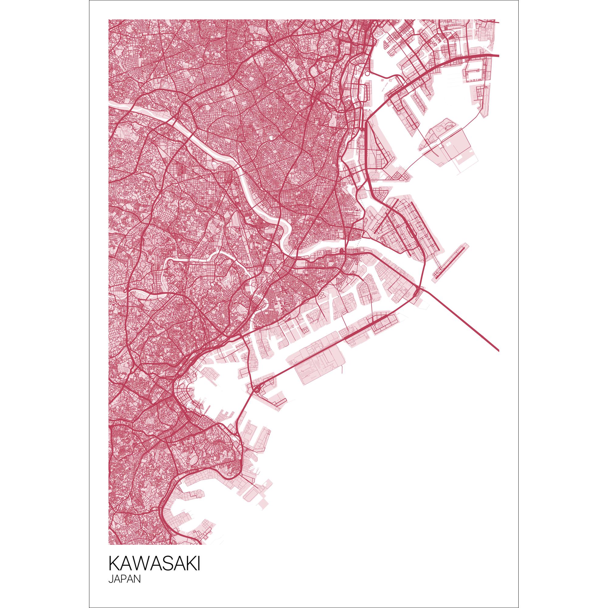 ubehagelig pistol øjenbryn Kawasaki Map Art Print - Free International Shipping! - Mapply.co