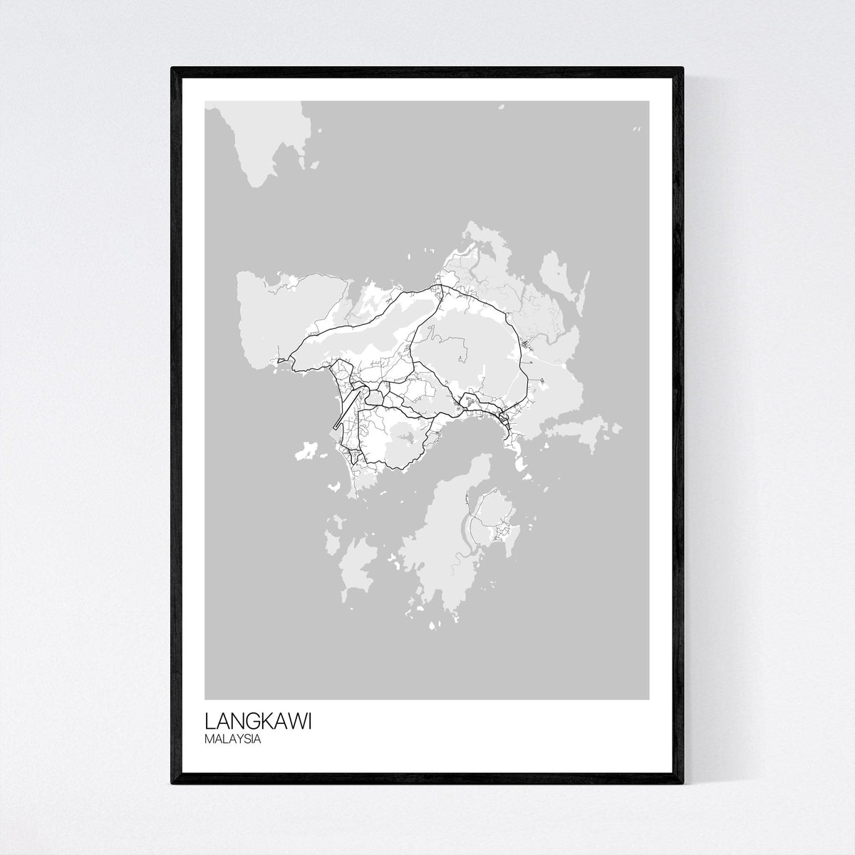 Langkawi Map Art Print Free International Shipping Mapply Co   Langkawi Malaysia Map A2 Ptr White Grey Black Ps1 T3 1200x1200 