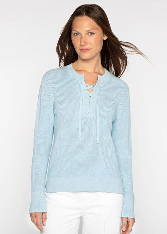 Kinross Lace Up Rib Crew Wave