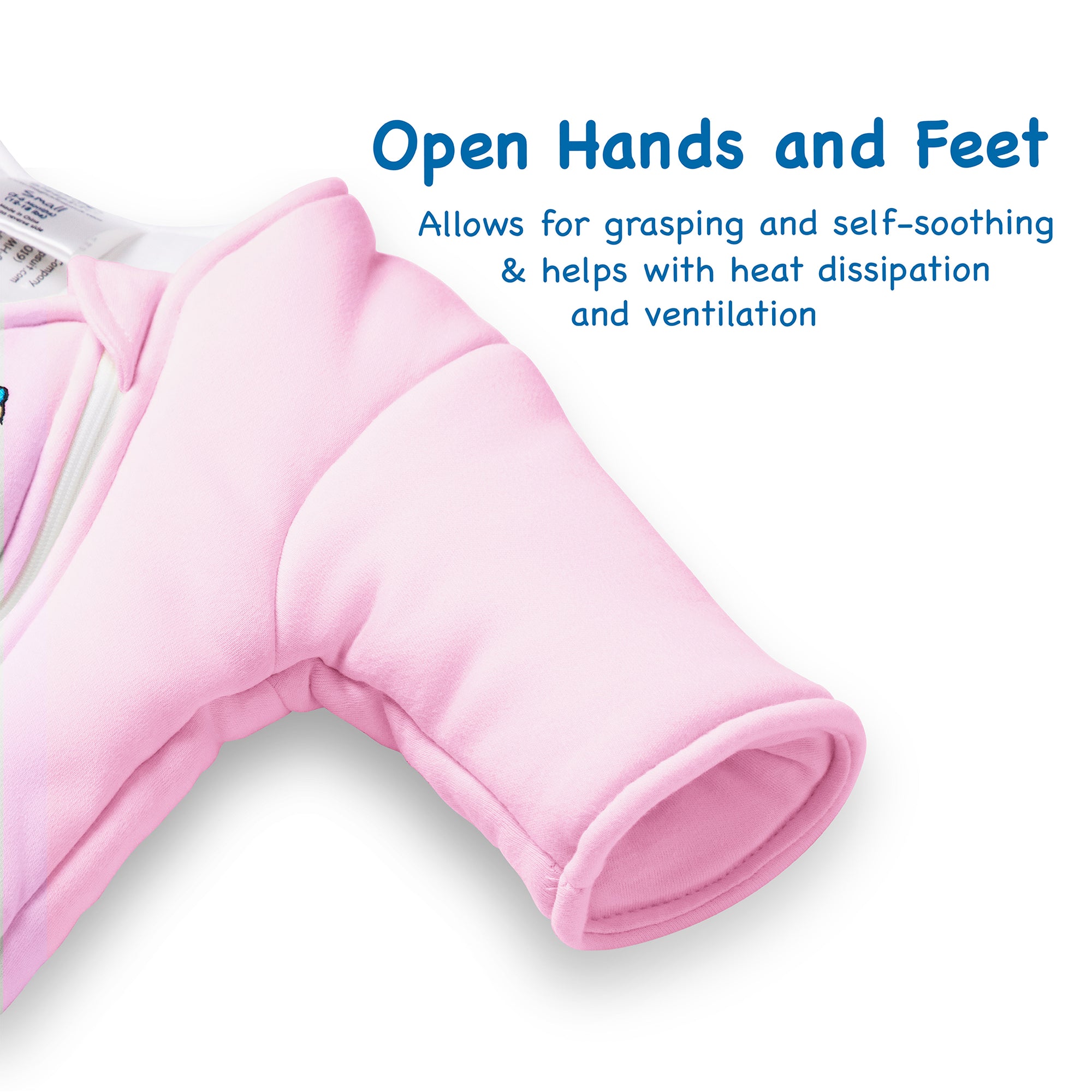 Open hands and feet feature of Pink Cotton Magic Sleepsuit
