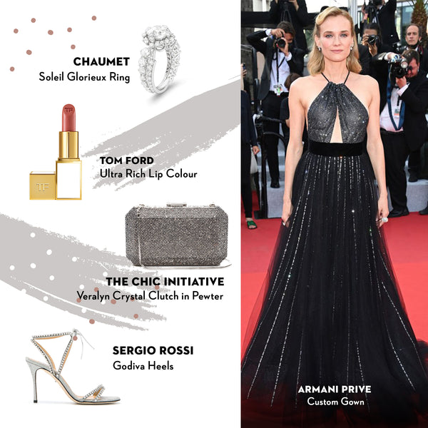 Diane Kruger | Veralyn Crystal Clutch in Pewter | The Chic Initiative | Malaysia