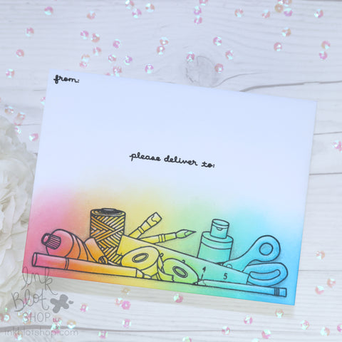 Envelope with Craft Supplies and Rainbow Ink Blending