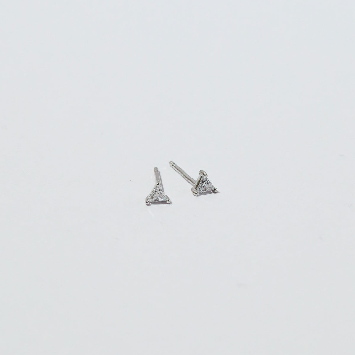 Triangle Crystal Stud Earrings in Silver