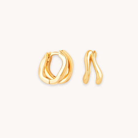 Molten Duo Gold Huggies | Astrid & Miyu Earrings