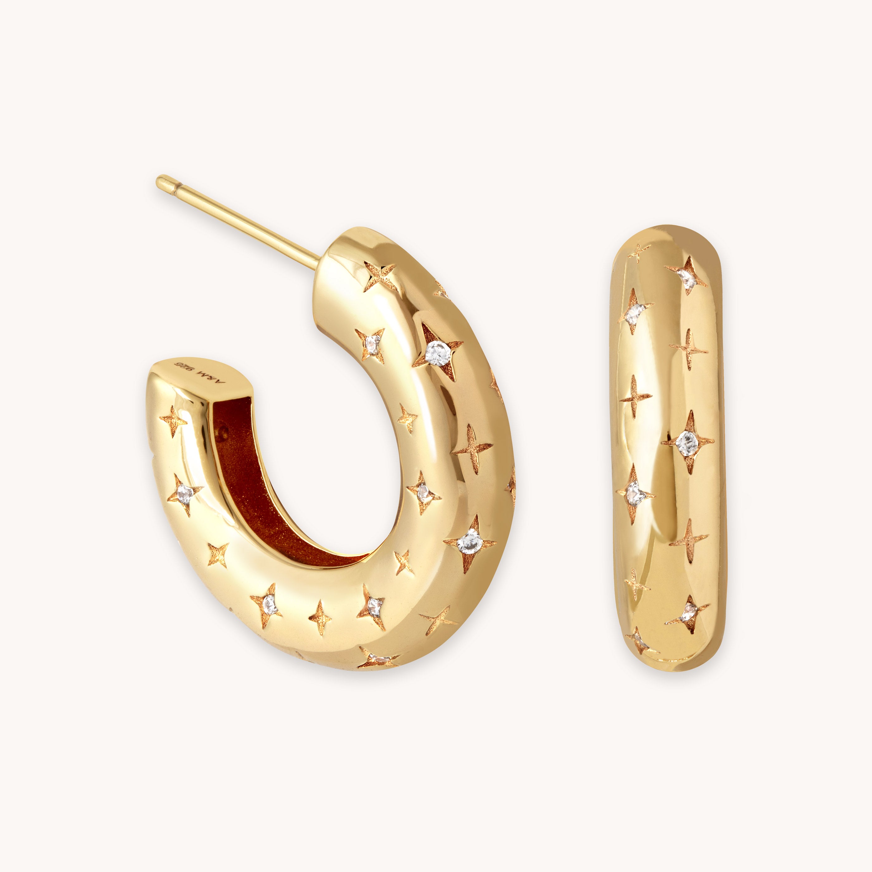 Cosmic Star Dome Hoops in Gold - Astrid  Miyu product image